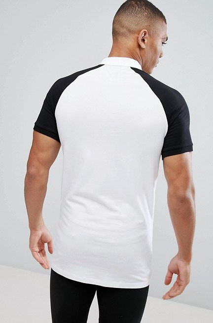 Longline Muscle Polo with Contrast Raglan