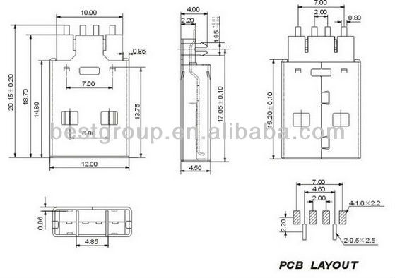 Fbusba1-112 5 Pin USB Connector USB Disk (FBELE)