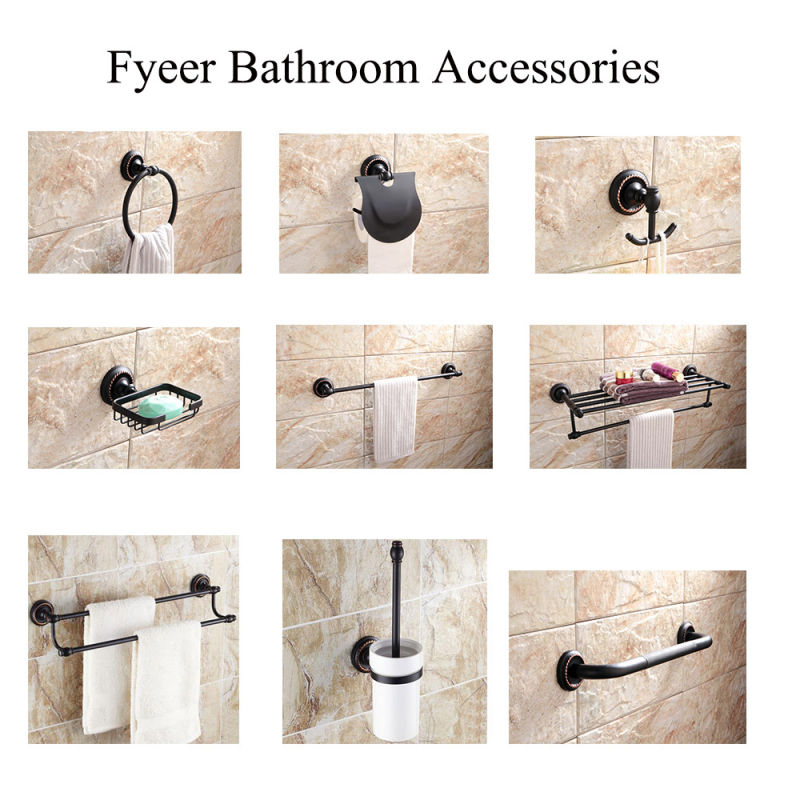 Fyeer Black Series Bathroom Fittings Brass Soap Dish Holder