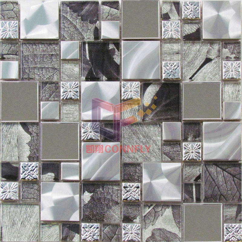 Gold Leaf Crystal Stainless Steel Metal Mosaic (CFM713)