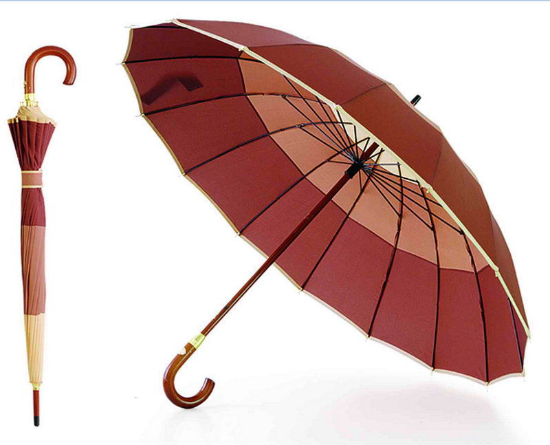 16 Ribs High Quality Strip Border Aluminium Shaft Umbrella (YS-SM26163453R)