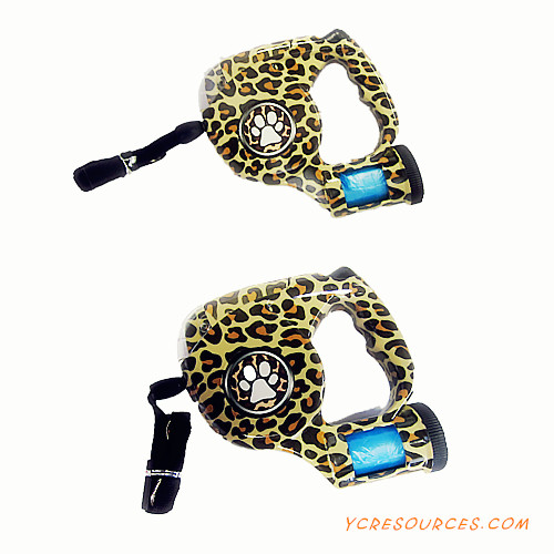 Pet Leash with Flashlight and Leopard Printing for Promotion