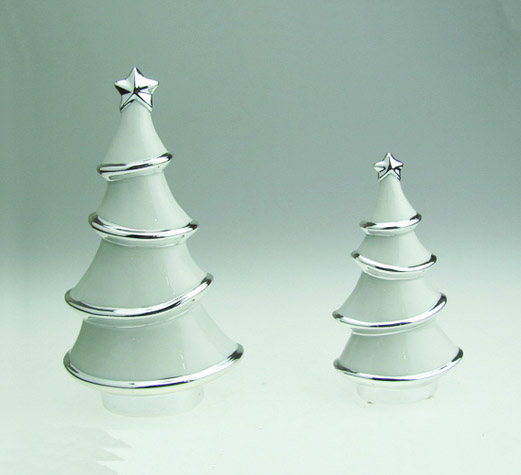 Electroplating White Ceramic Christmas Tree Decoration