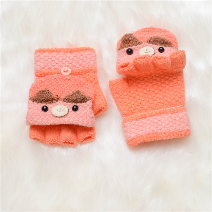 Wholesale Children Warmer Bear Glove Kids Cute Bear Cartoon Knit Glove