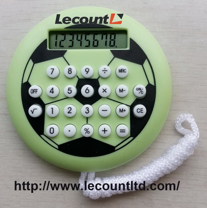 8 Digits Small Hamburger Shaped Calculator with Football Printing with Hanging Cord (LC540A)