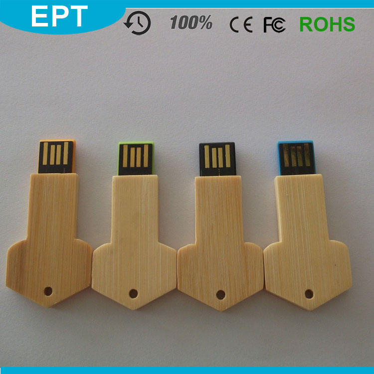 Bamboo Wooden Key Shape Custom Mini USB Flash Drive (TW062)