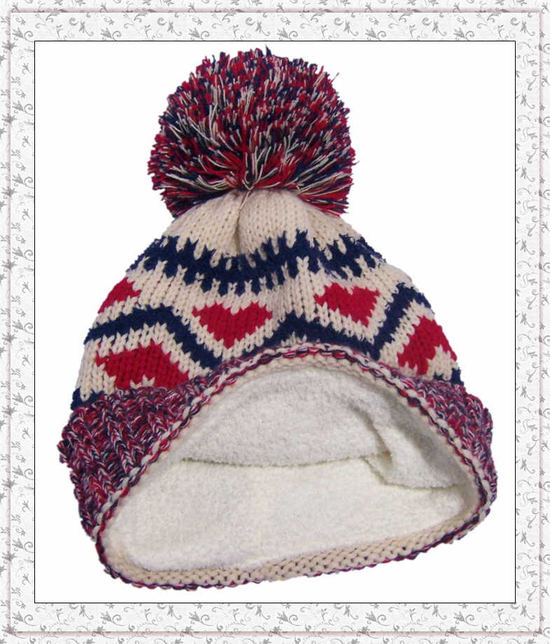 Weave Knitted Beanie Hat with Fleece Inside Winter Hat for Girls (1-3469)