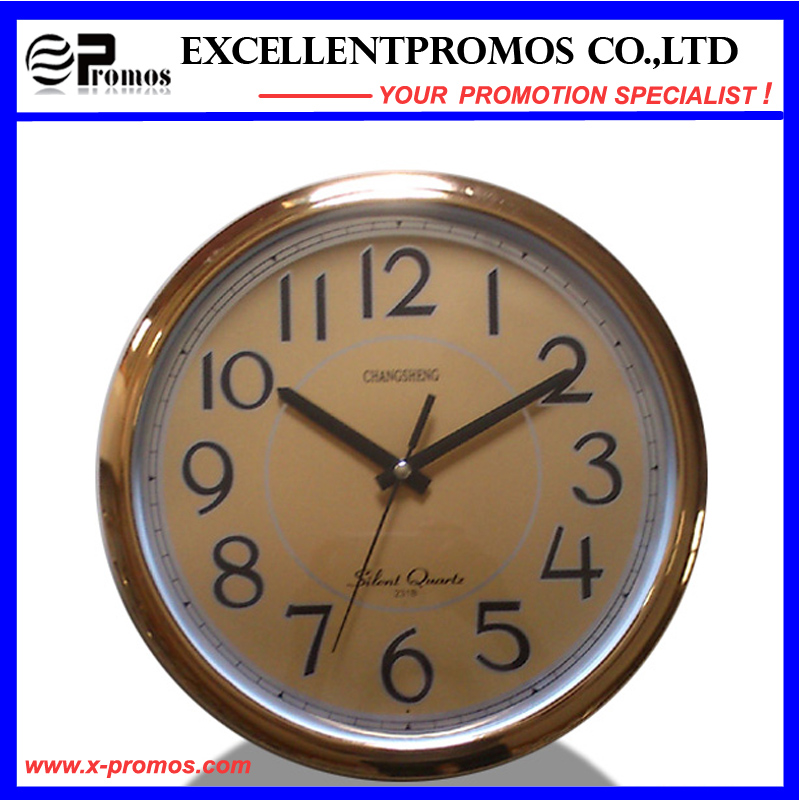 Silver Frame Logo Printing Round Plastic Wall Clock (Item12)