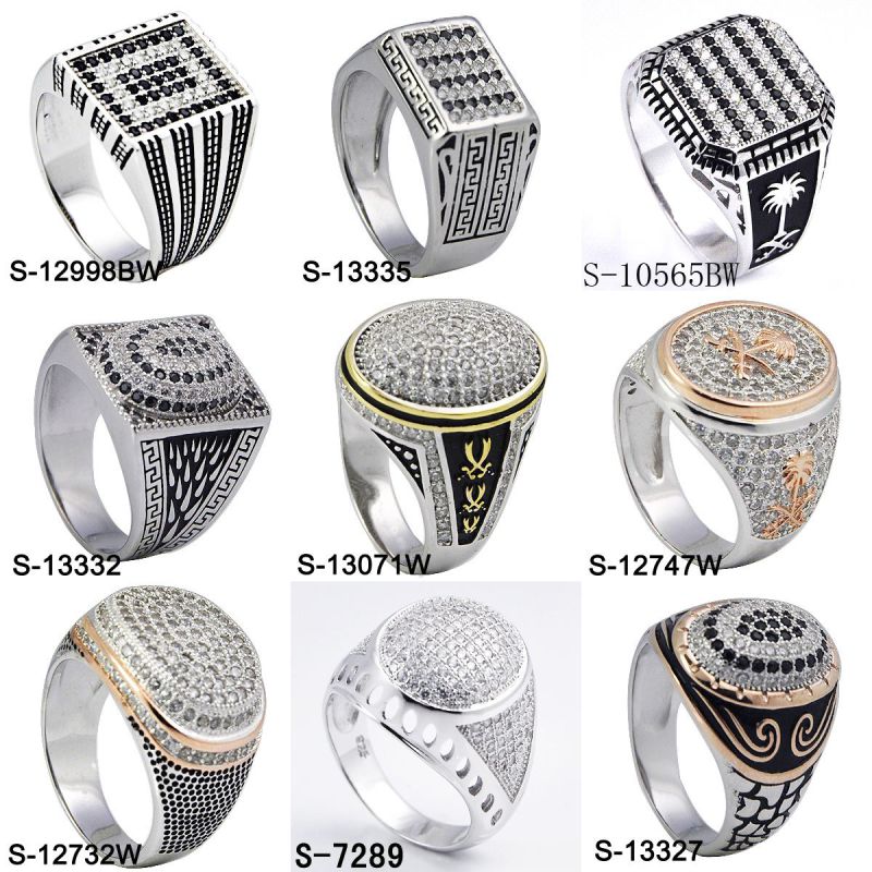 Factory Wholesale Cheap Price 925 Silver Micro Pave CZ Men Rings.