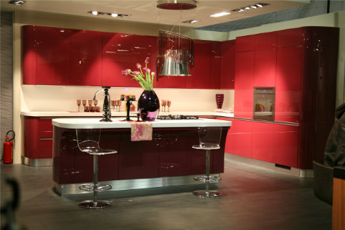 Liner Style High Gloss Lacquer Finish Kitchen Cabinet