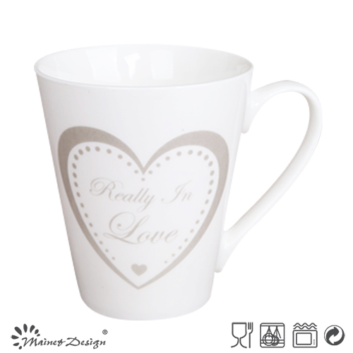 12oz V Shape Mug with Valentine Heart Decal