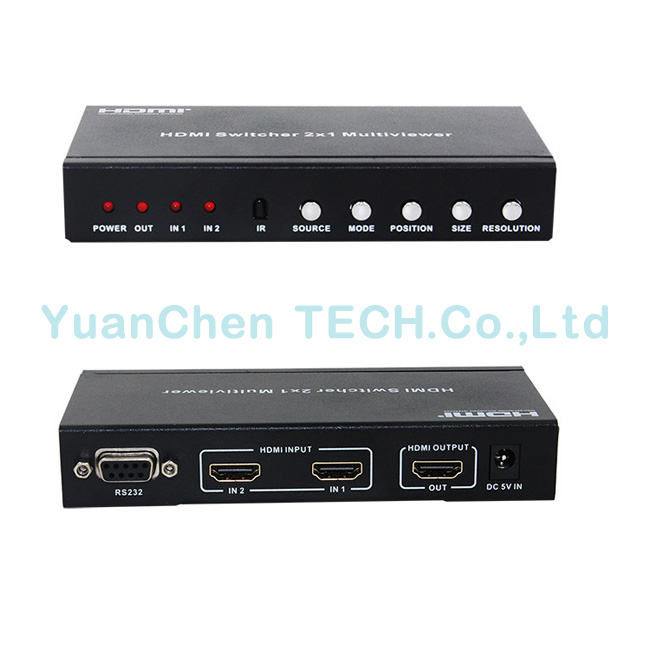 V1.4 HDMI 2X1 Multi-Viewer HDMI Switcher with Pip