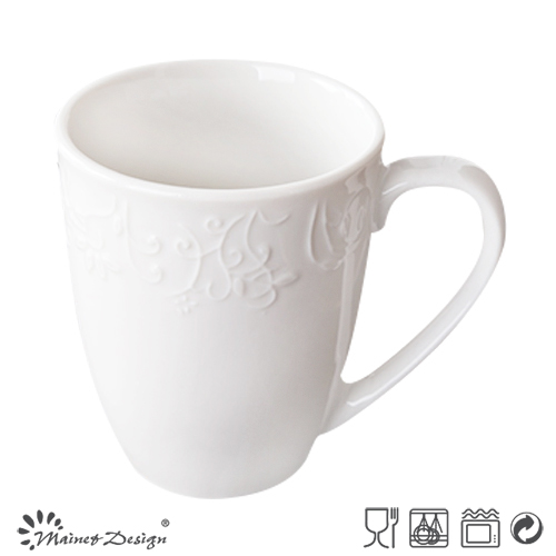 Porcelain Ceramic Cheap Embossed Mug