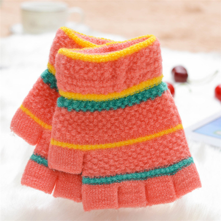 2017 Winter Fashion Kids Cute Short Plush Gloves, Half Finger Custom Warm Wholesale Cheap Kids Knitted