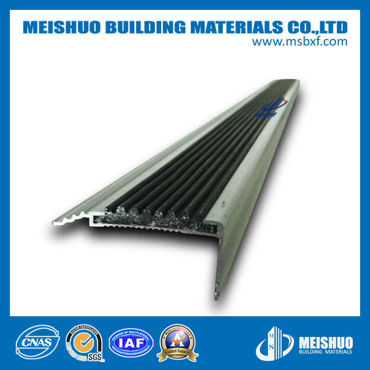 Anodized Aluminum Slip-Resistant PVC Insert Bullnose Stair Nosing for Safety