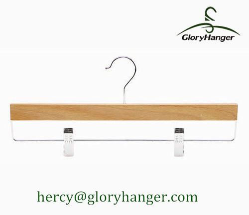 Natural Wooden Bottom Hanger with Metal Clips