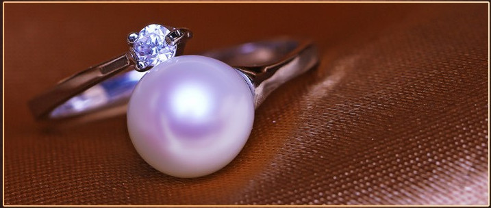 Natural Pearl Ring Korean Pearl Ring 8-9mm AAA Drop Shape Cultured Pearl Rings