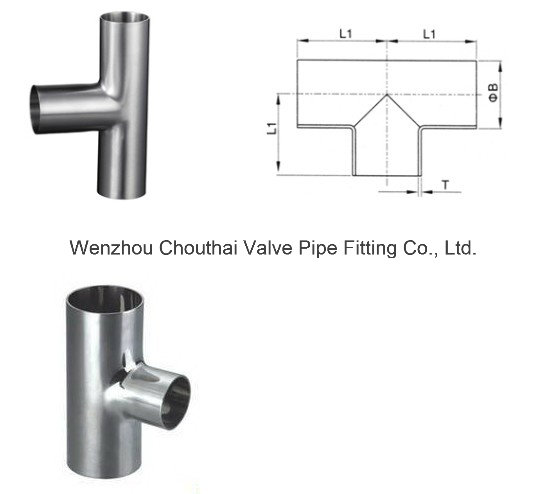 3A DIN Bpe SMS Sanitary Pipe Fittings Welded Equal Tee