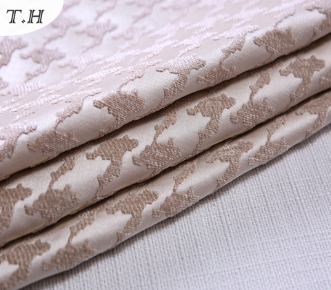 Pink Chenille Jacquard Polyester Fabric by 410GSM