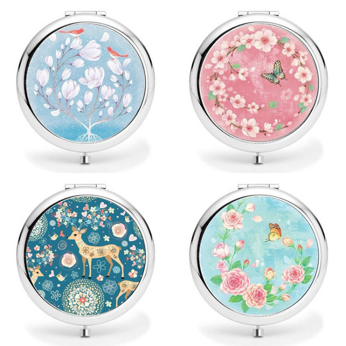 Wedding Favor Custom Epoxy Sticker Make up Compact Mirror