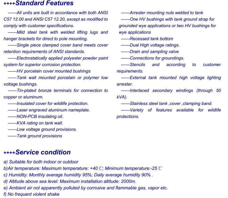 Oil-Immersed Single Phase Distribution Transformers 10 kVA