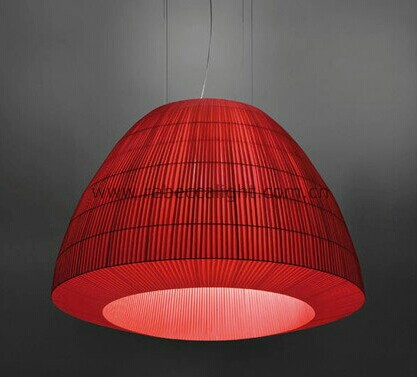 Lantern-Design Red Fabric Pendant Light for Hotel