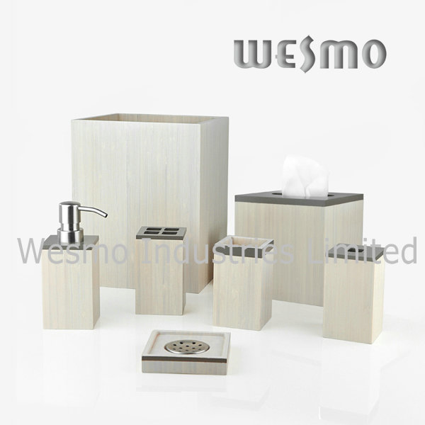 White-Washed Piant Bamboo Bath Set (WBB0450A)