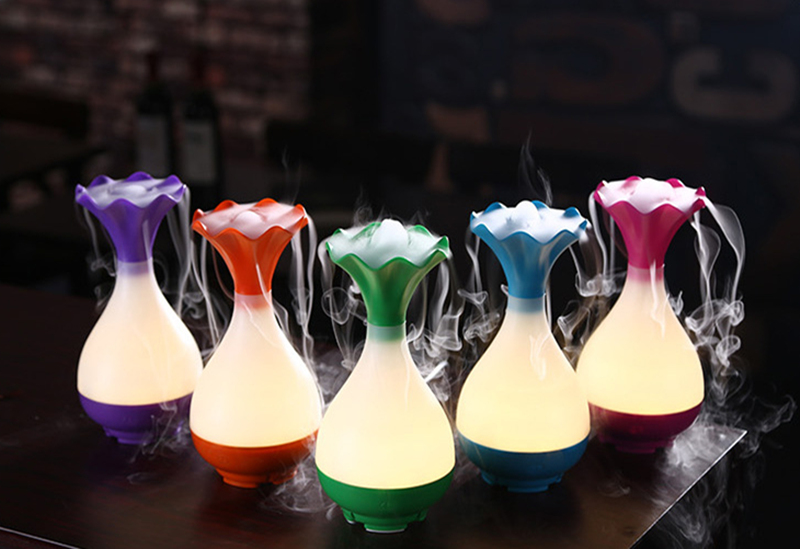Unique Vase Humidifier LED Mini Ultrasonic Aroma Diffuser
