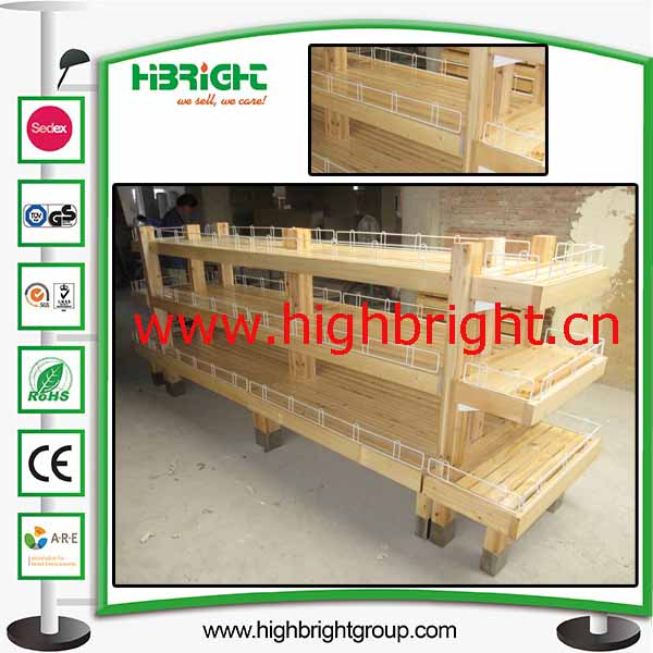 Wooden Fruits Car and Vegetables Display Racks for Stores