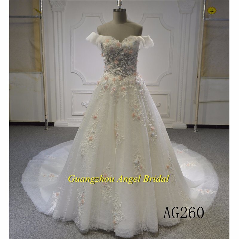 Factory Price off Shoulder Wedding Dress Bridal Gown