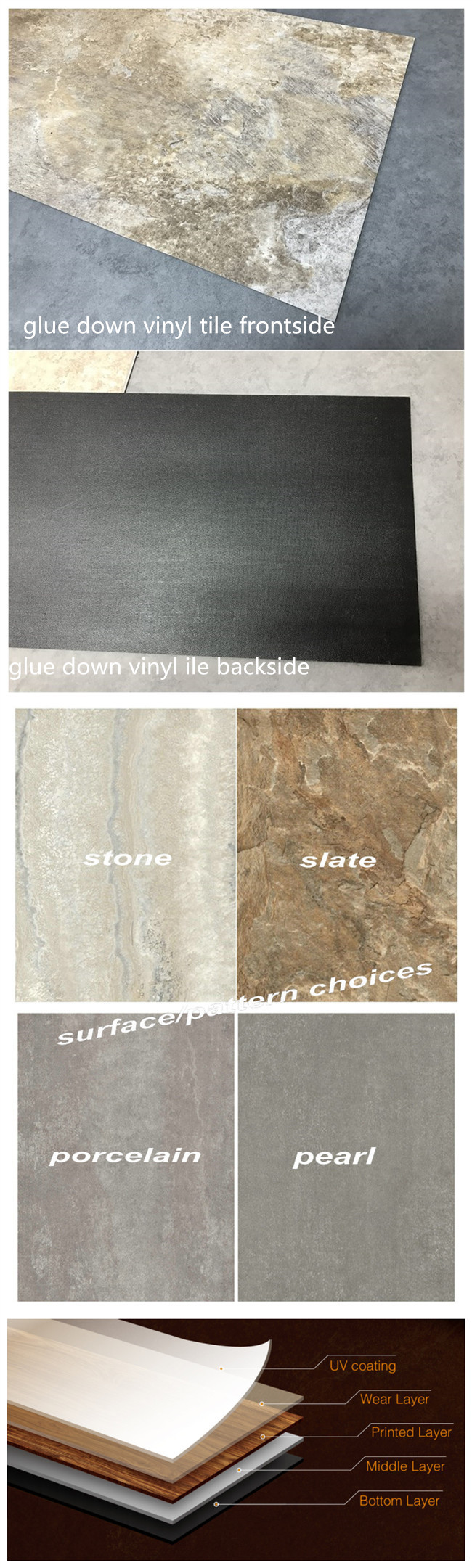 Concrete Look Commercial and Residential Stone Vinyl PVC Flooring