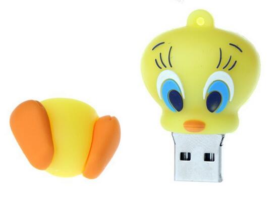 Cute Yellow Duck USB Flash Drive Customized 3D Pen Drive 1GB, 2GB, 4GB, 8GB, 16GB, 32GB