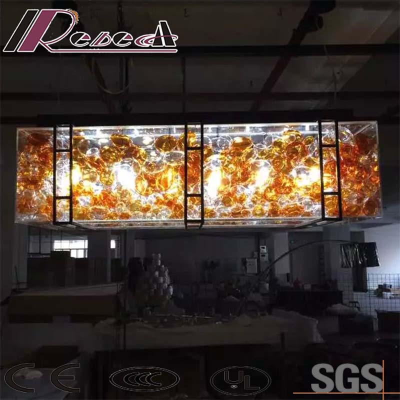 Modern Hotel Decorative Amber Glass Ball Chandelier