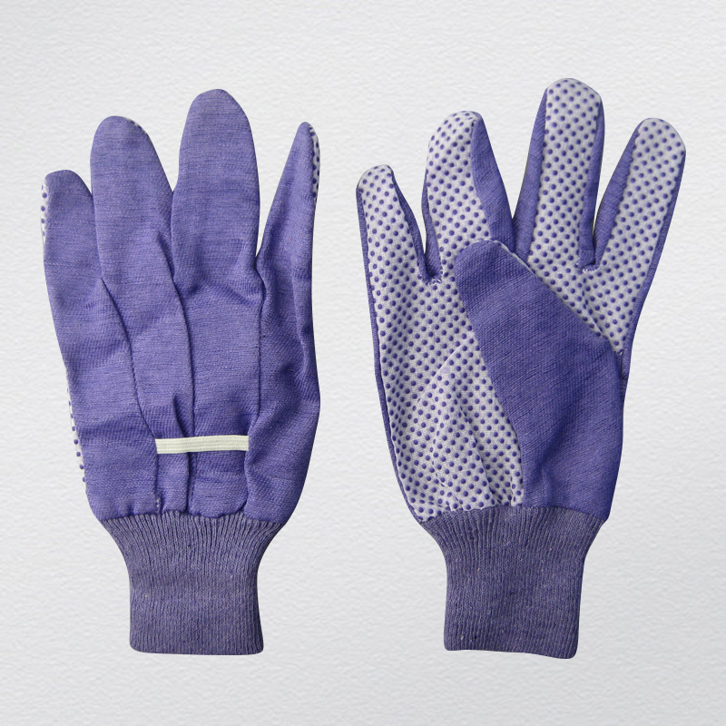 Lady's Purple PVC Dotted Palm Cotton Garden Glove (2621)