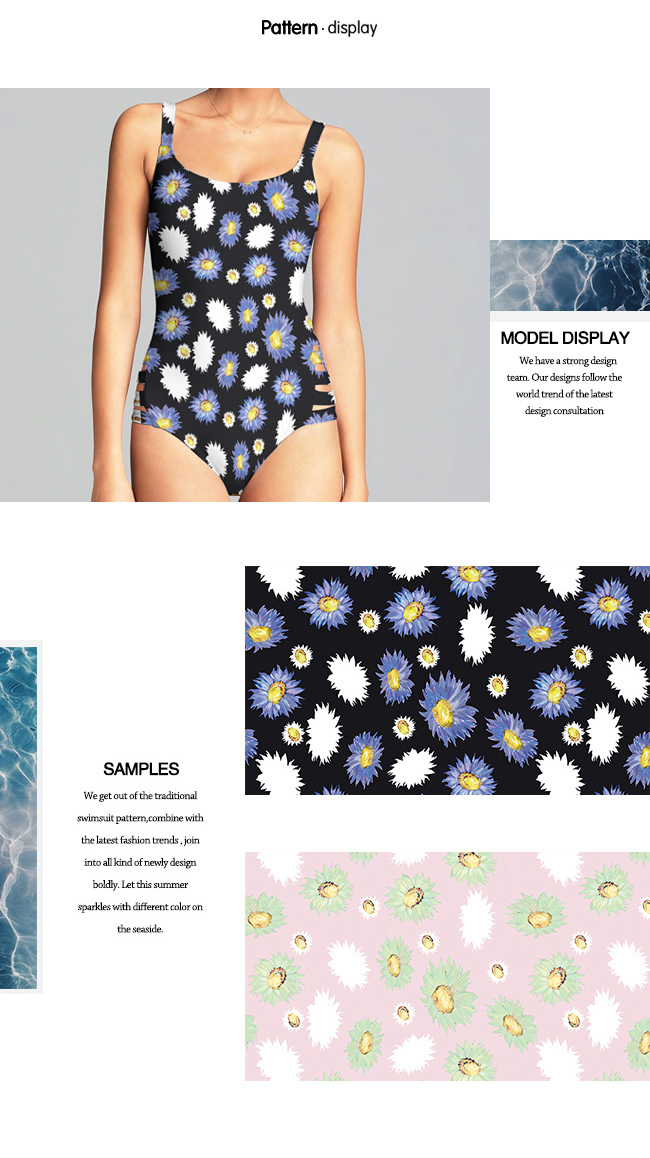 Digital Printing Swimwear Fabric with Chrysanthemum Flower