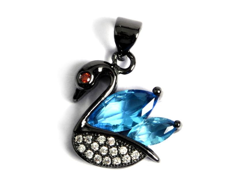 Multicolor Swan Duck Shape CZ Gemstone Pendant Jewelry Accessory Beauty