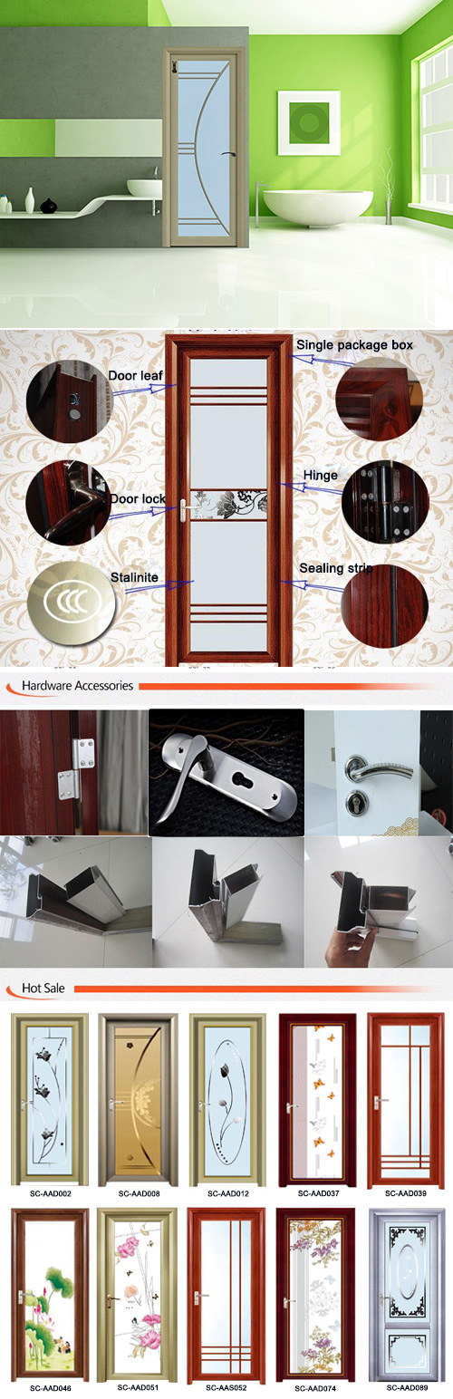 Tinted Brown Glass Aluminum Doors for Bathroom (SC-AAD008)