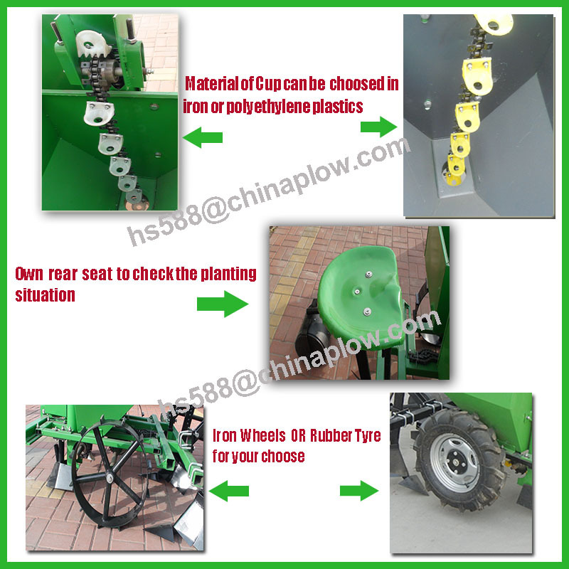 Tractor Mounted Double Rows Sweet Potato Planter with Rubber Tyres