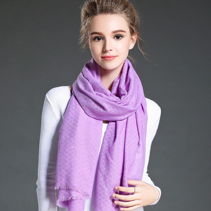 Women in Winter to Keep Warm Plain Purple   Polyester Scarf Shawl