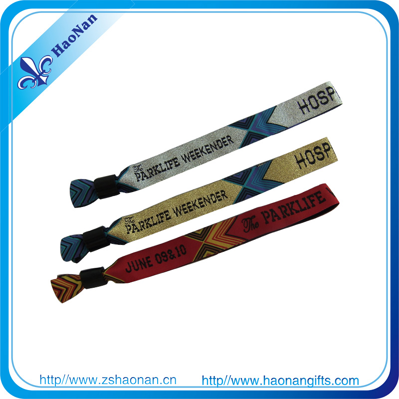 High Quality Woven Custom Fabric Wristband Polyester Bracelet with Clip