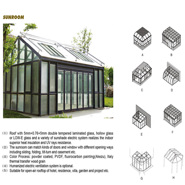 Aluminum Glass Sunroom with Large Folding Door (FT-S)