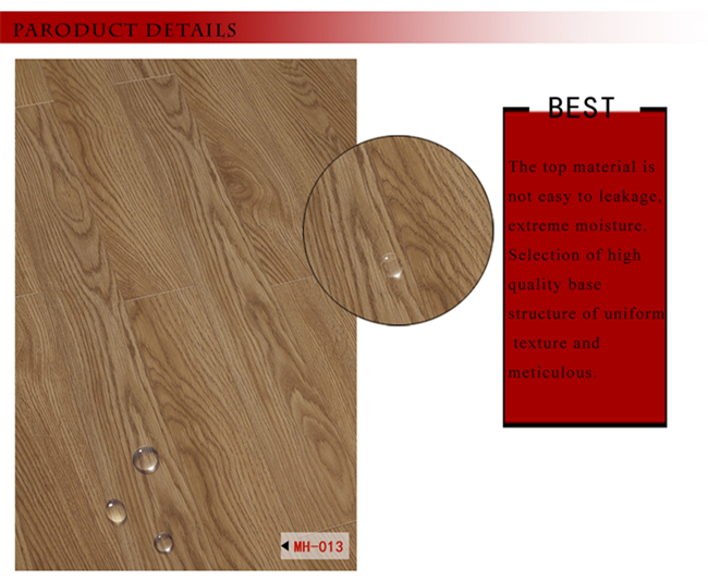 12.3mm Vinyl Plank White Oak Walnut V-Grooved Waterproof Laminate Wooden Flooring