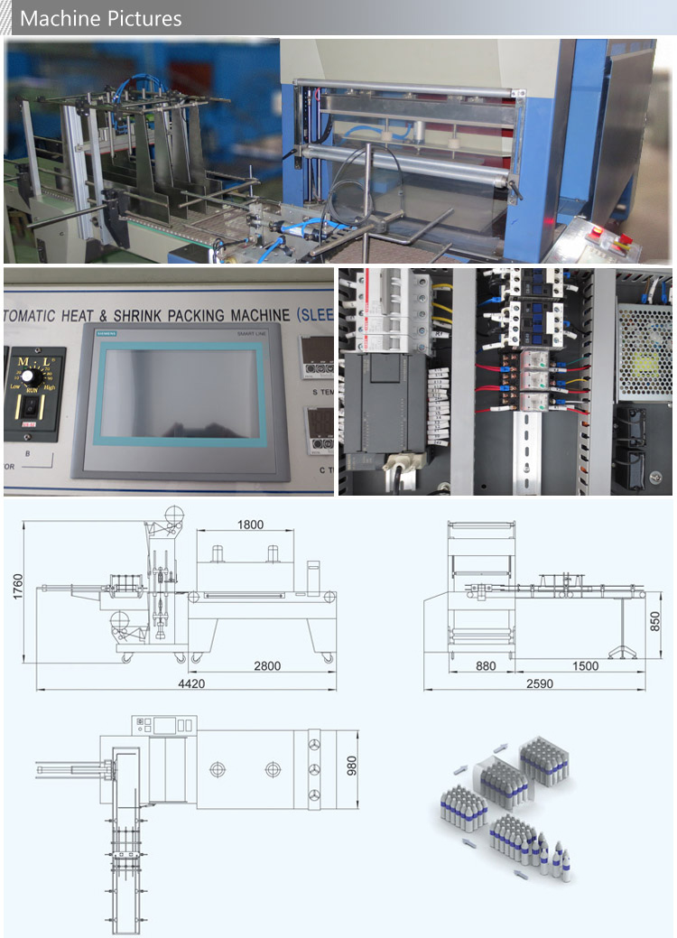 Automatic Glass Bottle Thermal Contraction Package Machine