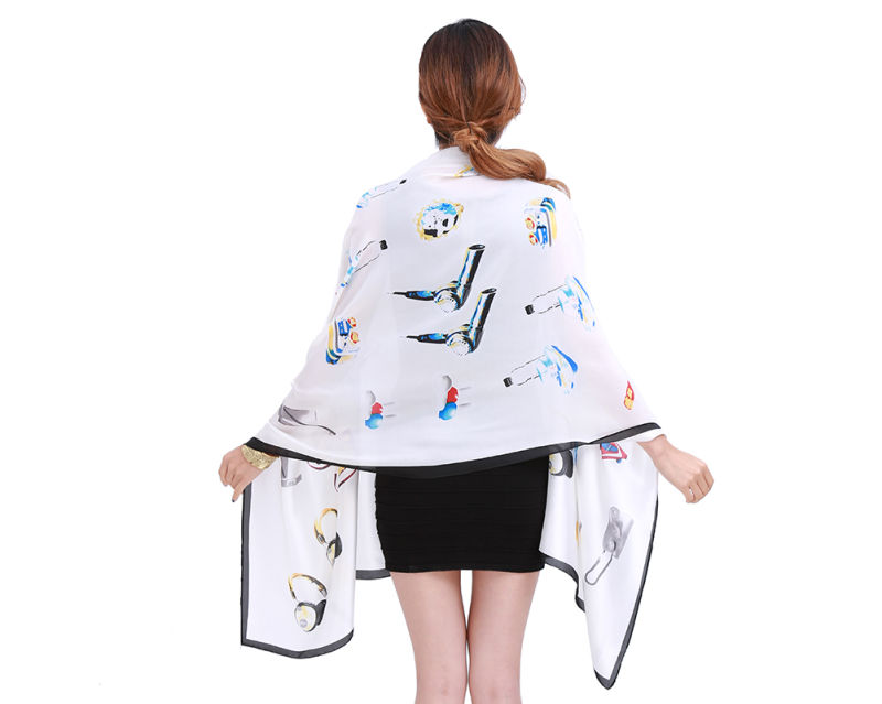 Lady Fashion Digital Printed Polyester Scarf