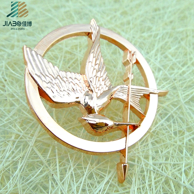 Custom Made Cut out Metal Rose Gold Bird Lapel Pin