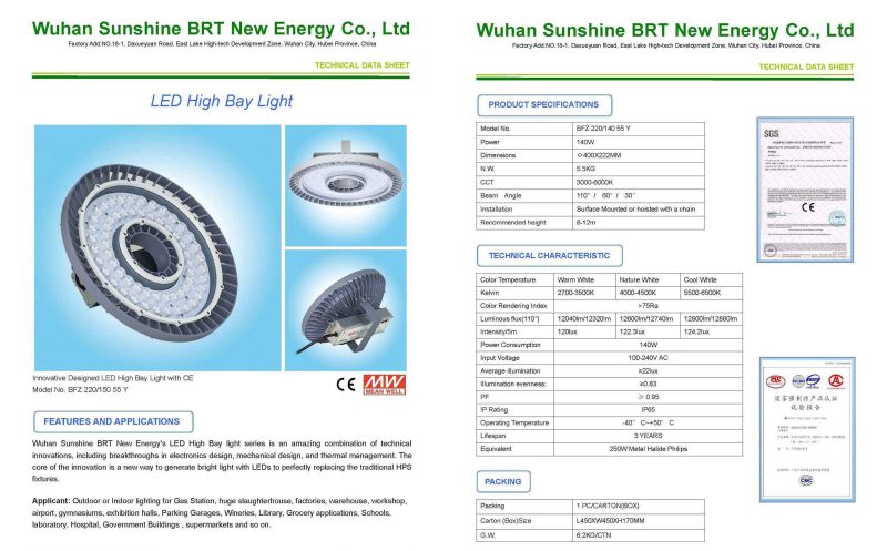 180W UFO High Bay Lighting Fixture (BFZ 220/180 F)  