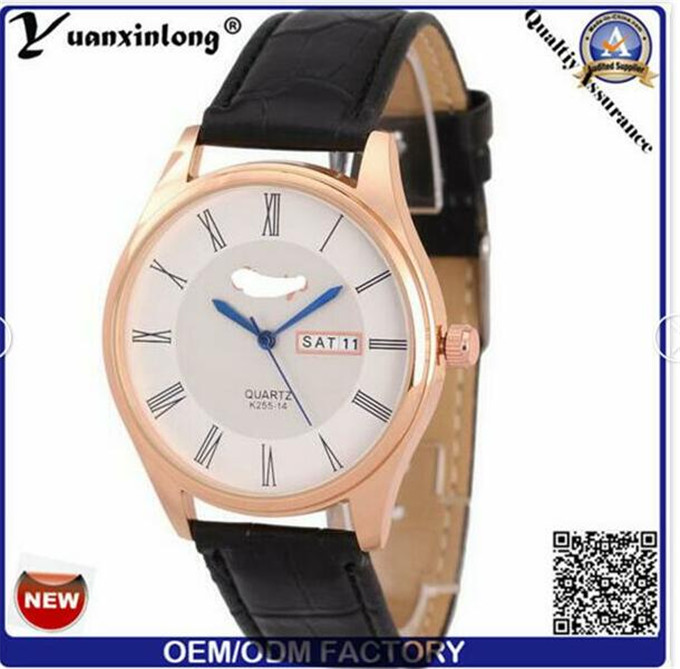 Yxl-513 2016 New Fashion Casual Round Dial Leather Strap Men Watch Hot Watch, Stock Available Wristwatch, Fashionable Wristwatch