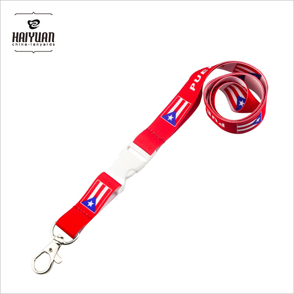 Customized Flag Lanyard in Sublimation Printing with White Buckle