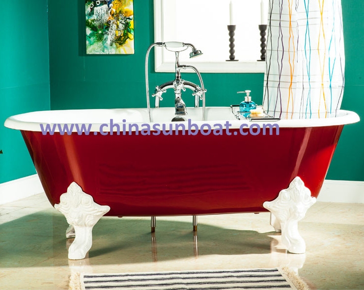 Sunboat Freestanding Bathtub / Enamel Cast Iron Bathtub / European Large Tub / Bathtub