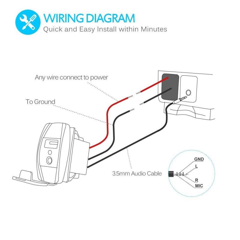 2.1A USB Car Charger with 3.5mm Aux Port 12V-24V